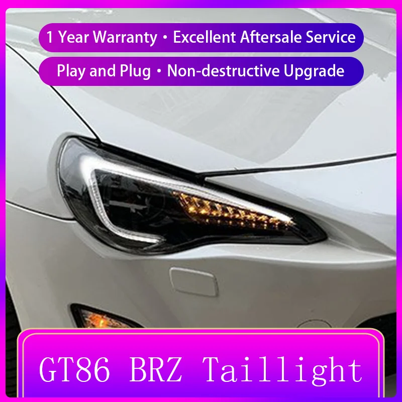 2 PCS Auto Lights For Toyota GT86 BRZ 2012-2020 Front Lamp Modified DRL Headlight Dynamic LED Projector Lens Tool Accessories