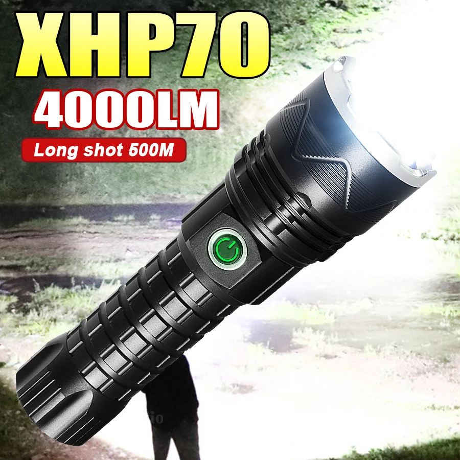 2026 4000LM XHP70 Most Powerful LED Flashlight USB Rechargeable Lamp Ultra Powerful Flashlight Tactical Lantern Camping Torch