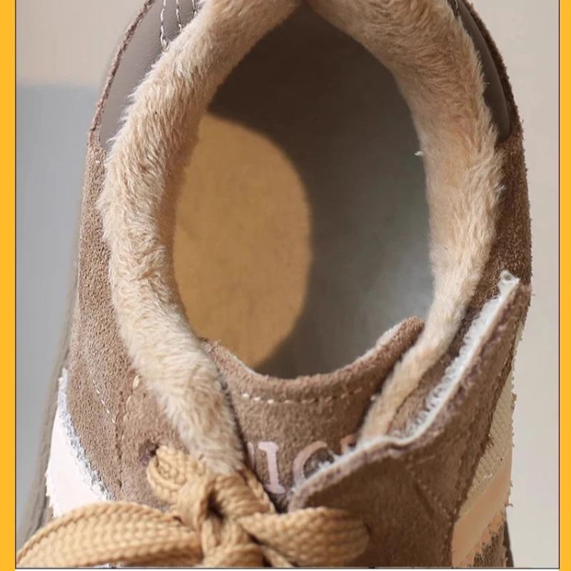 Sapatos de tabuleiro acolchoados para crianças de 3 a 18 anos, damasco, meninos, meninas, sapatos casuais, cáqui, fundo macio, antiderrapante, botas de algodão para crianças