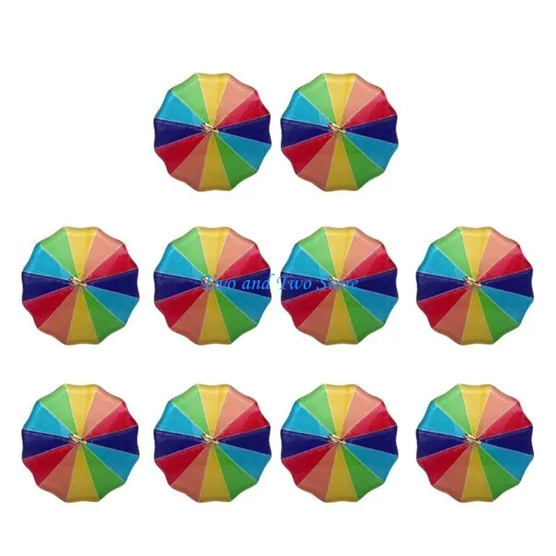 

HX6F 10Pcs Rainbow Pearls Umbrella Tags for DIY Keychain Necklace Jewelry Making