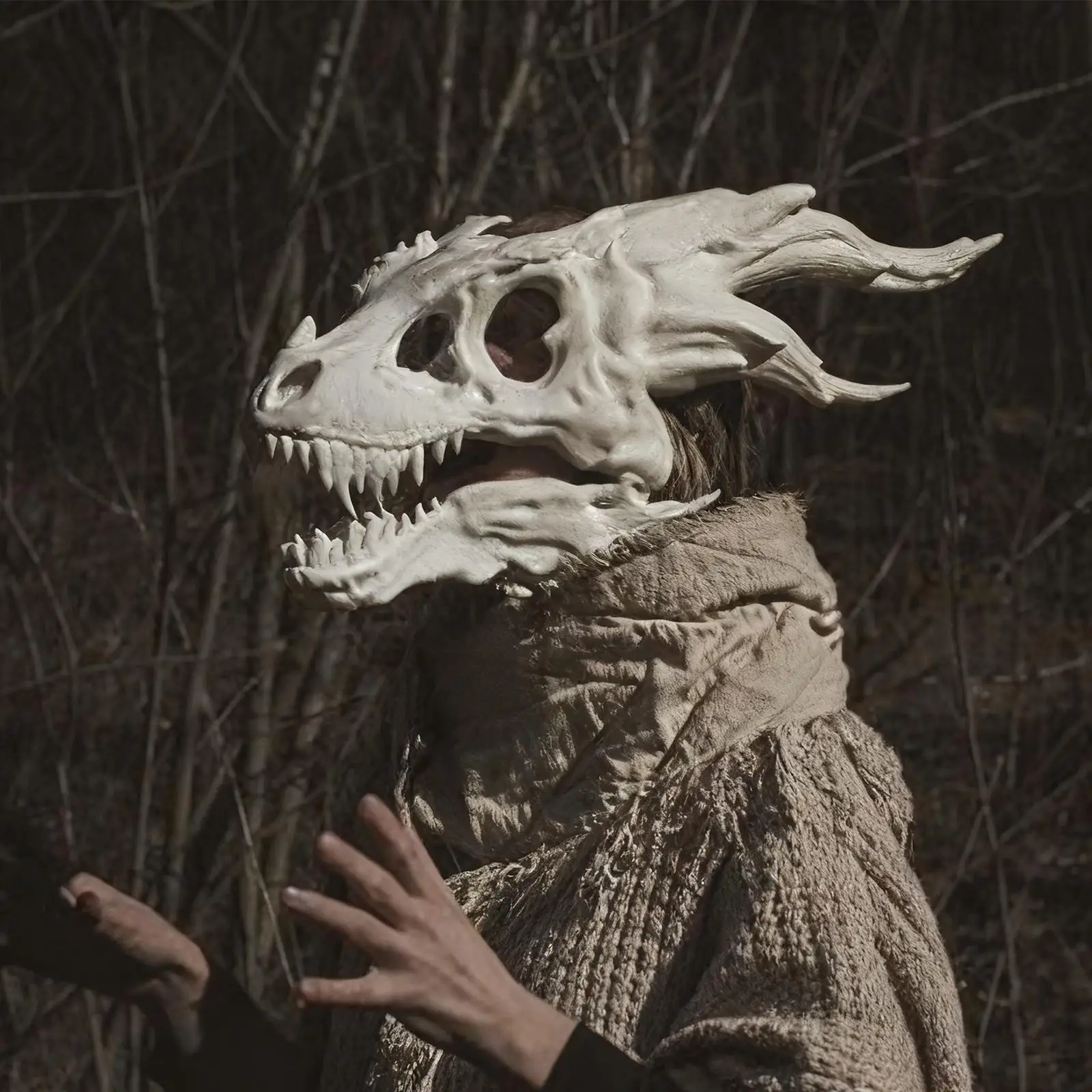 Dinosaurier-Schädelmaske mit Beweglichem Kiefer, Langlebige Latex-Cosplay-Maske für Halloween-Partys und Themen-Events