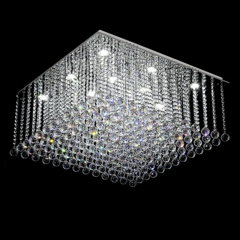 Modern Crystal Chandelier Square Luxury Lamp Indoor Hanging Lighting Equipment For Living Room Dining Room Lobby Ceiling Lustres