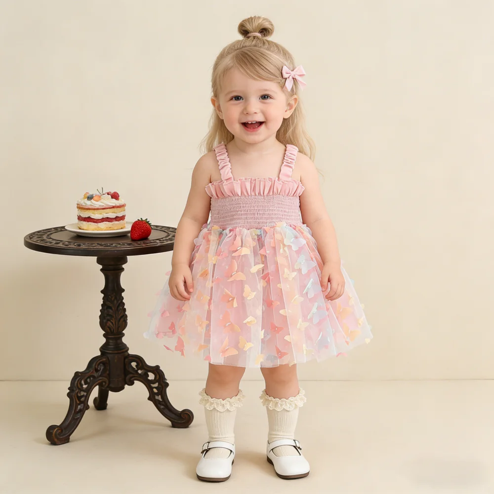 

Платье для маленьких девочек, летнее тюлевое платье принцессы с бантом, очаровательный наряд для девочек на свадьбу, одежда для маленьких девочек