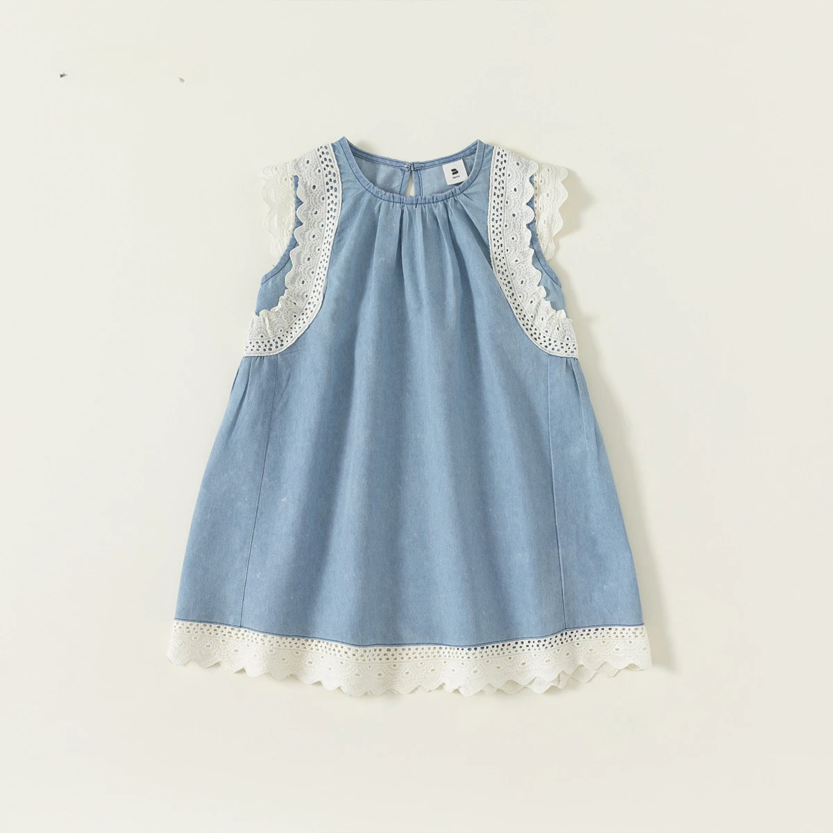 kids girl clothes sleeveless fashion cute style denim dress with lace summer dressing baby girl wear clothing