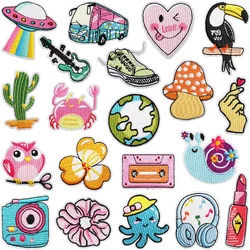 Embroidered Patch Iron On Patches for Clothing Earth Clothes Stickers Fabric Sewing Thermal Adhesive Applique Fusible Badgess