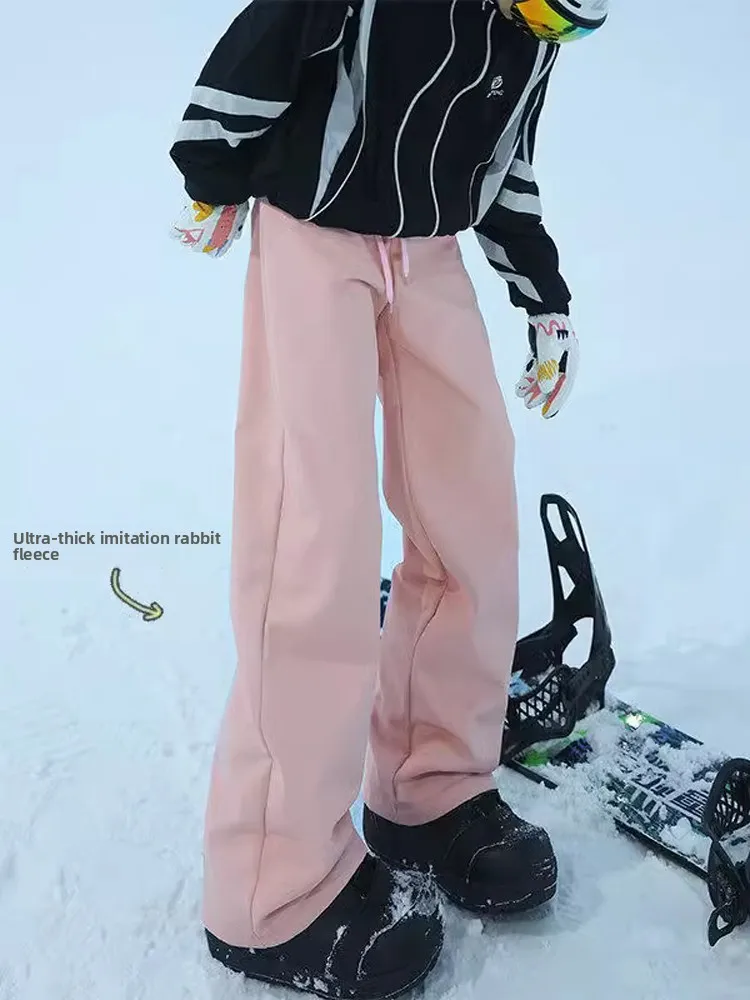 Harbin Northeast Men's Winter Ski Pants Fleece Lined Windproof Waterproof Cold Resistant Outdoor Biking Trousers Straight Leg...