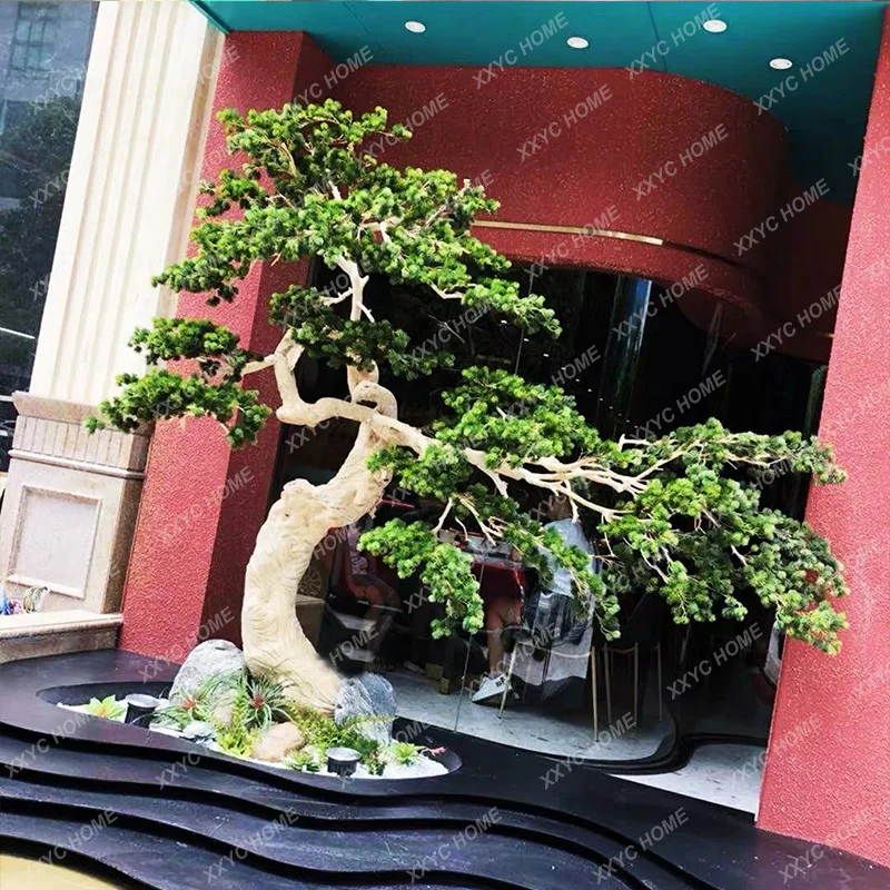 Large-scale simulation, Luo Hansong bonsai dry landscape garden, pine tree simulation welcome pine fake tree