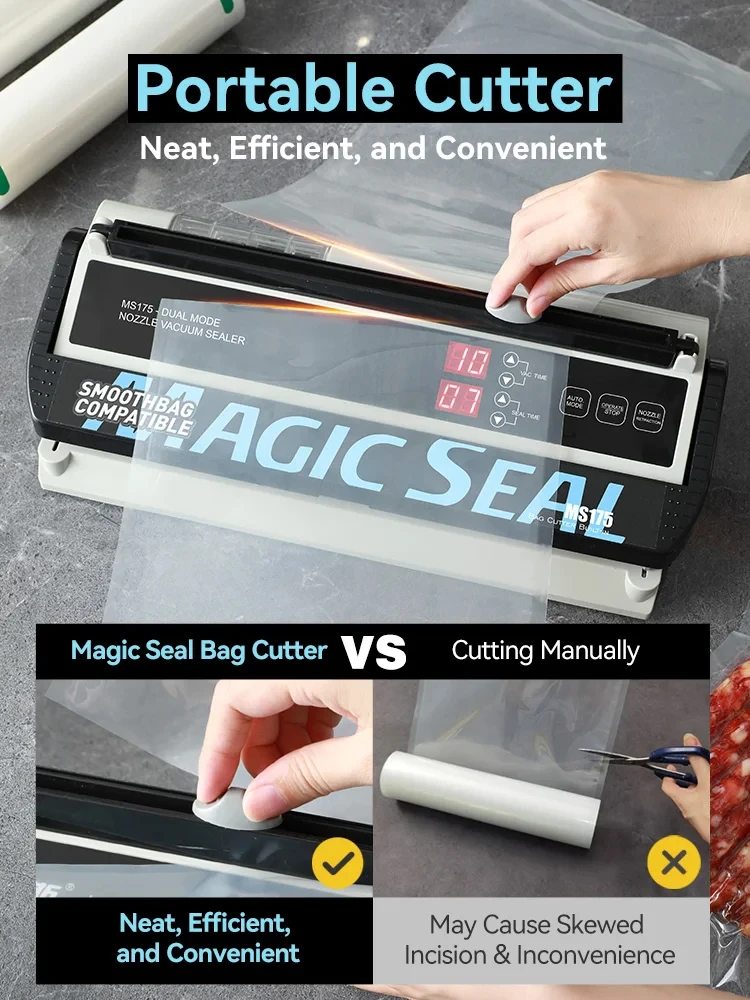 MAGIC SEAL MS175 Vacuum Sealer Machine for food Plastic Bag Sealer Kitchen Packer Commercial sealing pakaging machine Sous vide