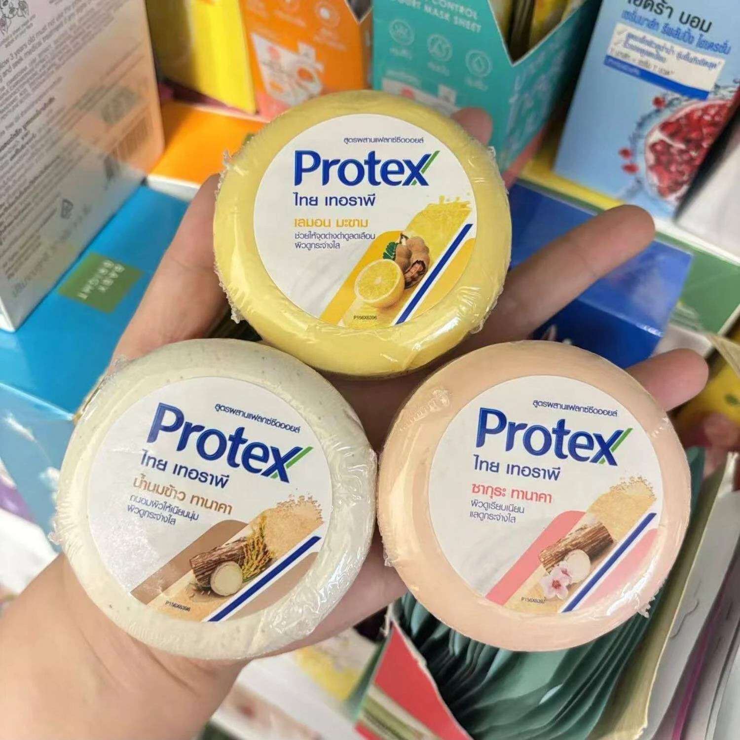 Thai Protex Scented Soap 130g, Rice Milk, Cherry Blossom, Orange & Peach Fragrance, Cleansing Face & Body