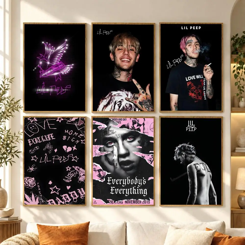 Lil P-Peep Singer Poster Stickers Mural Painting Self-Adhesive Wall Art Decals for Bedroom Living Room Home Decor Gift