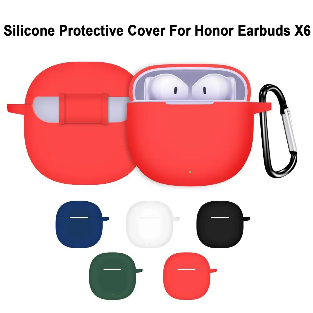 

Чехол для наушников для Honor Earbuds X6, противоударный силиконовый чехол для наушников, однотонные аксессуары для наушников с крючком