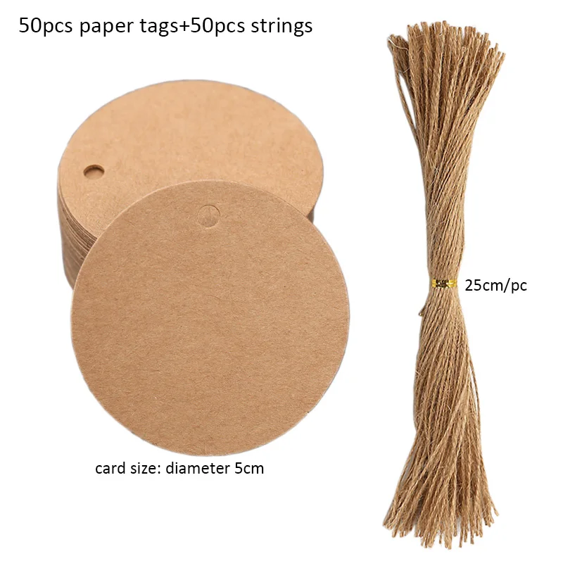 Kraft Paper Tags with Strings, 50pcs