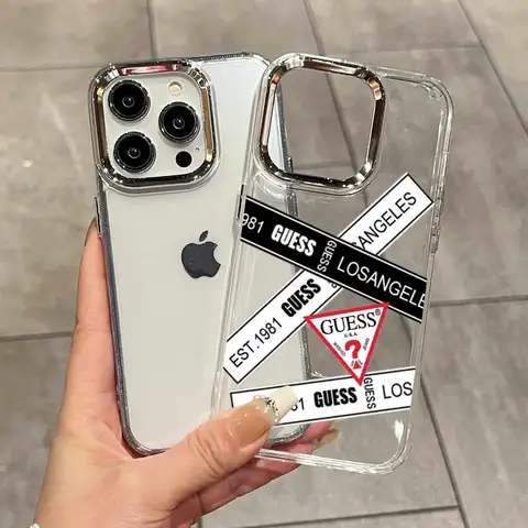 Fashion Phone Case For iPhone 17 Air 16 15 14 Plus 13 12 Pro Max 16e Shockproof HD Clear Back Design G-GuesS Cover
