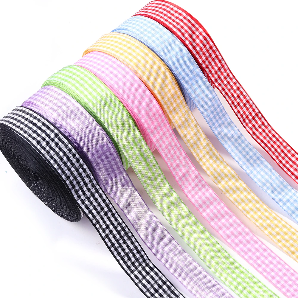 10 Yards 6 10 15 20 25mm Karierter Polyester-Geschenkband Bunt für Handgemachte Schleifen, Geschenkverpackungen, DIY-Weihnachts- und Partydekoration – Detail 5