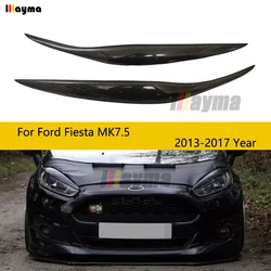 Front Headlight Cover Sticker Head Lamp Eyebrow Eyelid Covers For Ford Fiesta facelift MK7.5 2013 - 2017 carbon fiber eyebrows