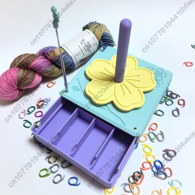 3D printed multifunctional yarn spool with storage drawer and smooth rotation