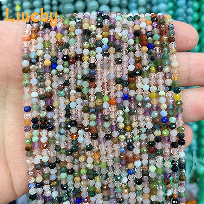 Shiny dazzling Natural Stone Faceted Mixed color Multicolor Jaspers beads For Jewelry Making DIY Handstring 15