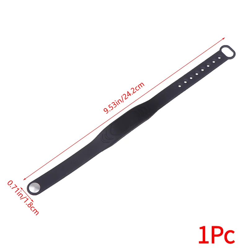 1Pc Adjustable Pure Black Silicone RFID Wristband 125KHz/13.56MHz 14443A IC Chip Waterproof Wristband Bracelet