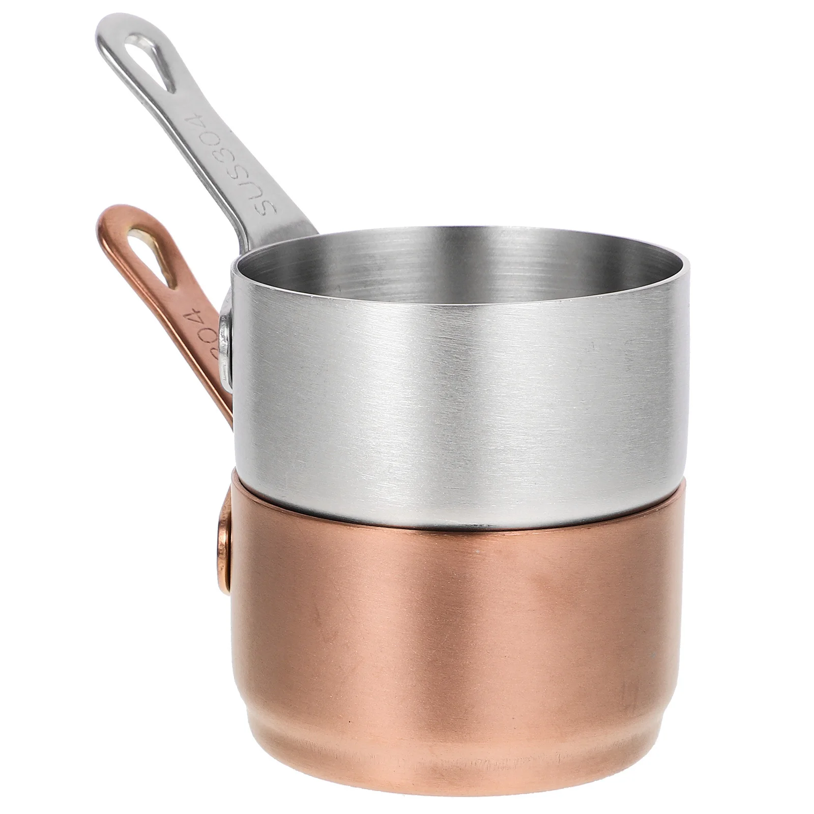 

2Pcs Stainless Steel Saucepan Retro Color Smooth Container for Kitchen Home Cooking Party Bbq Tool