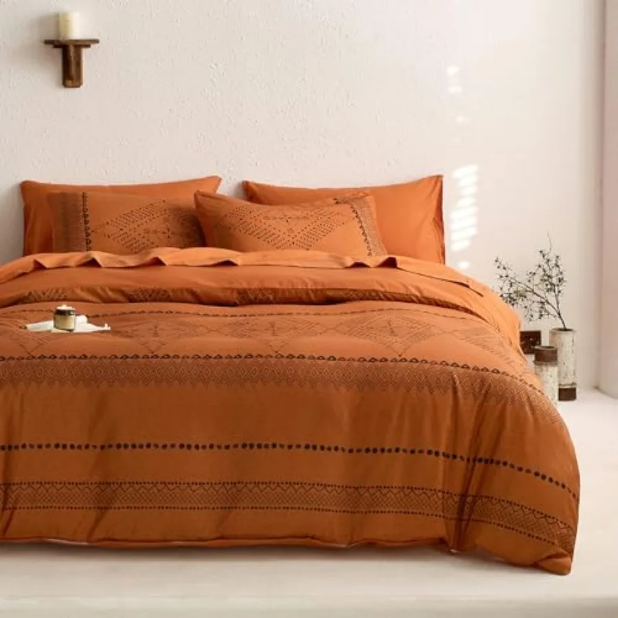 Boho Comforter Set, Farmhouse Bohemian Western Aztec Neutral Aesthetic, Soft Lightweight Bedding, 3 Pieces,,Size