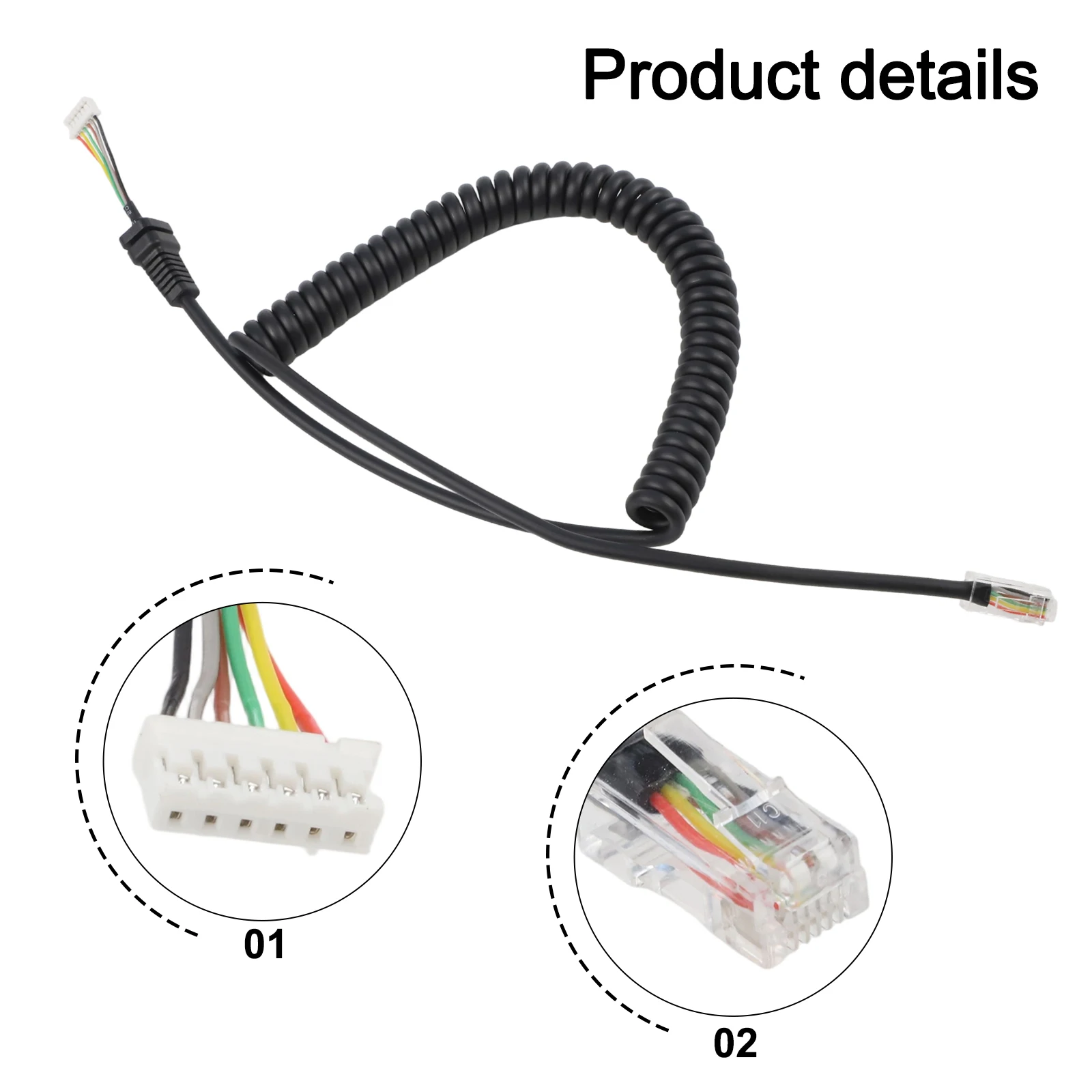 Replacement Microphone Cable Coiled 40-150cm For For Yaesu FT-7800 FT-8800 FT-8900 MH-48 Radio Accessories