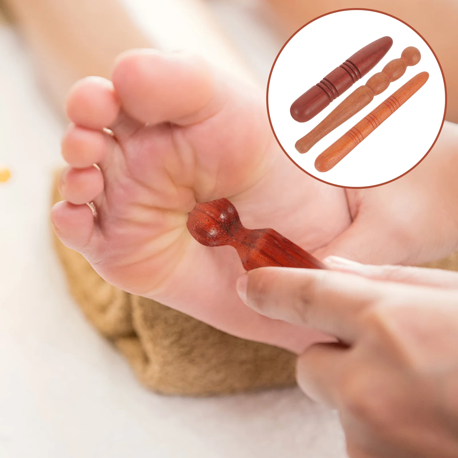 

3 Pcs Feet Massager Acupuncture Stick Wood for Massaging Foot Hand Rod Wooden Tool