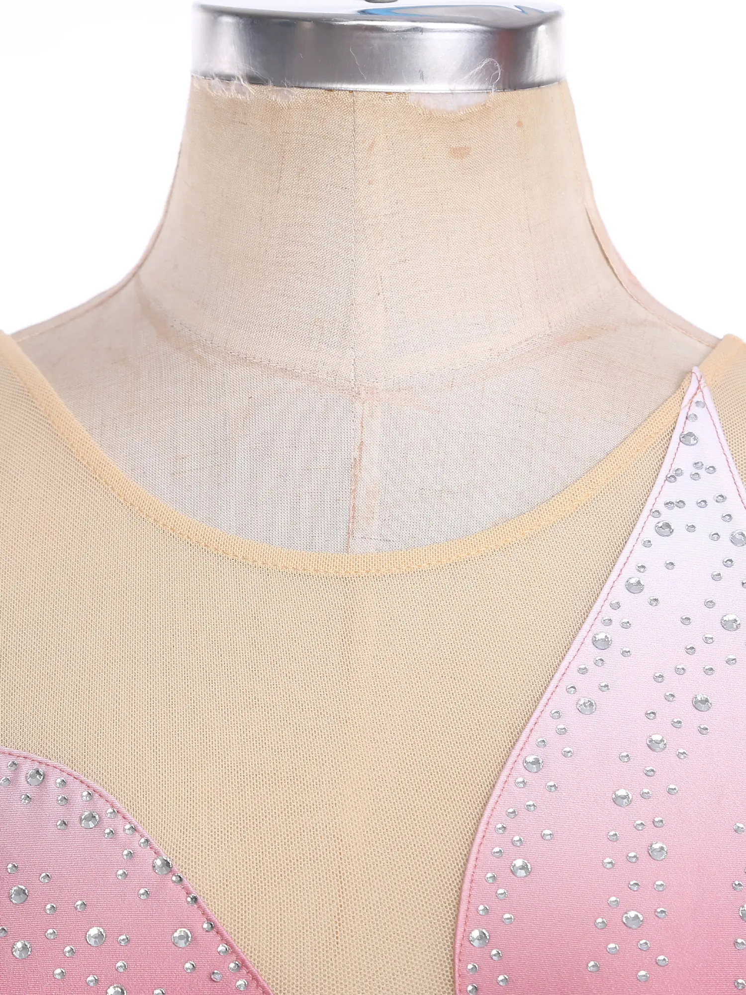 Damen-Ballett-Trikot für lyrischen Tanz, Strass, ärmellos, Eislaufkleid mit integriertem Slip für professionelle Tanzaufführungen