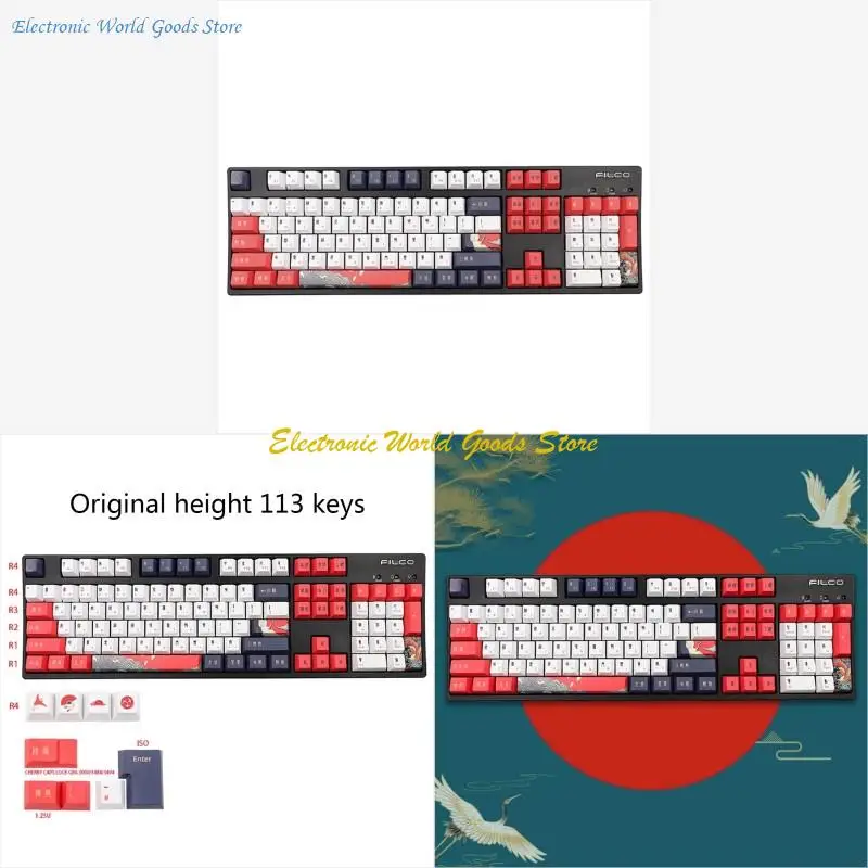 

A3PD 113 Keys Mechanical Keyboard Cherry Profile DYE-Sub White Crane Theme PBT Keycap
