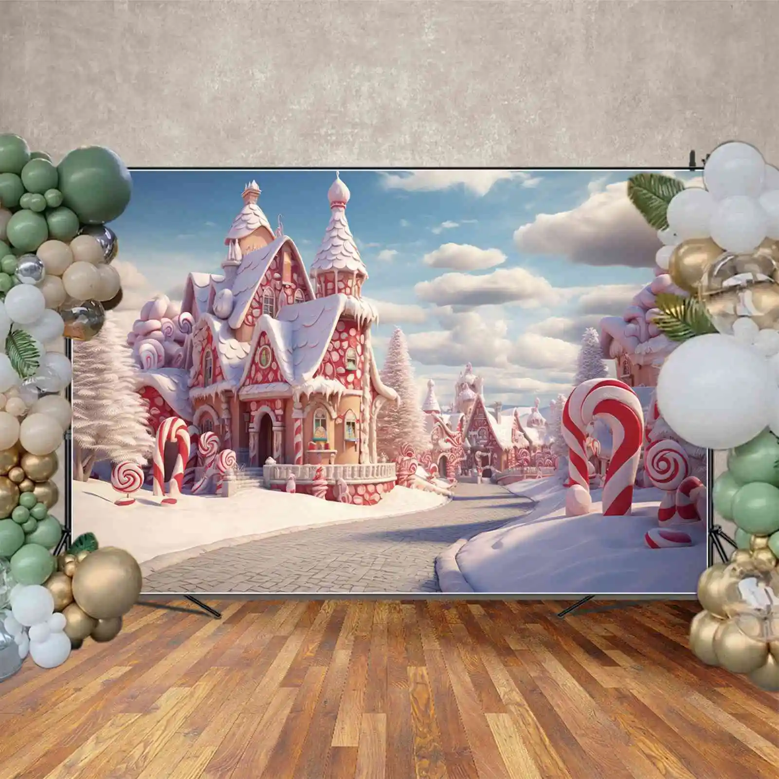 MOON.QG Backdrop Children Frozen Princess Birthday Decoration Background Snow Castle Candy Bar Sugar Lollipop Party Photo Booth