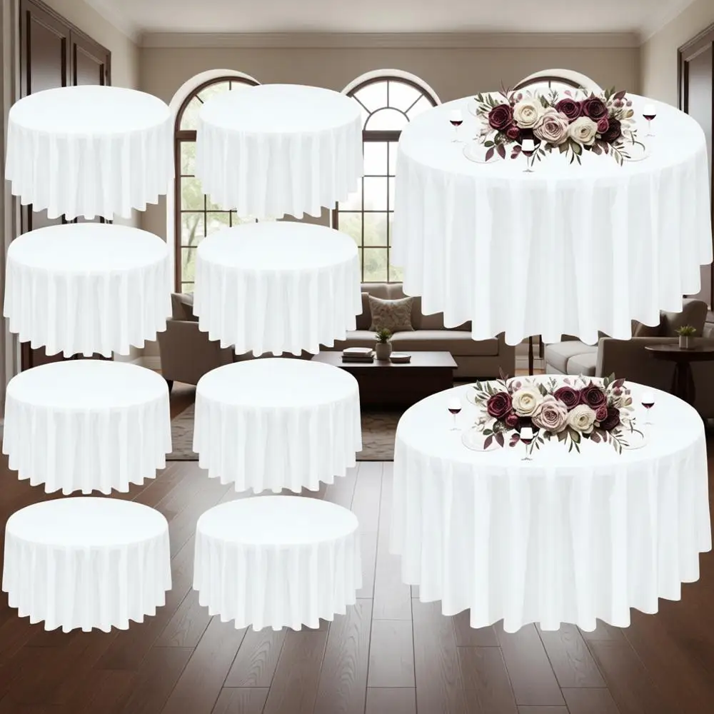 

Круглые скатерти из полиэстера, 90 дюймов, белые, моющиеся, для обеденных столов, свадеб и вечеринок