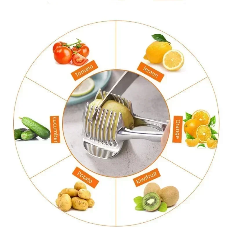 Stainless Steel Kitchen Handheld Orange Lemon Slicer Tomato Cutting Clip Fruit Slicer Onion Slicer KitchenItem Cutter Accessorie image 3
