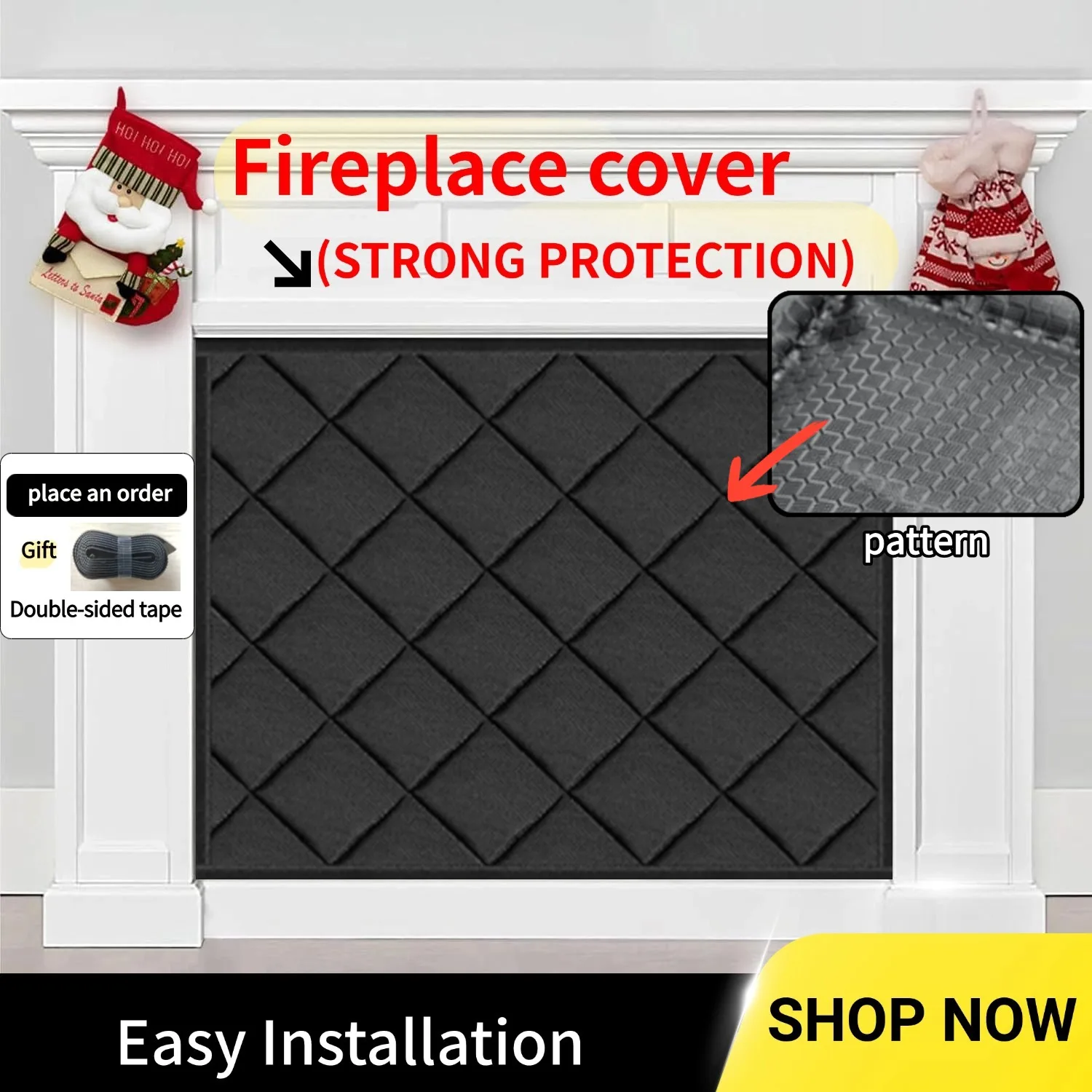 Oxford cloth fireplace cover is heat-insulating, windproof, heat-resistant, energy-saving, dust-proof, and hole free