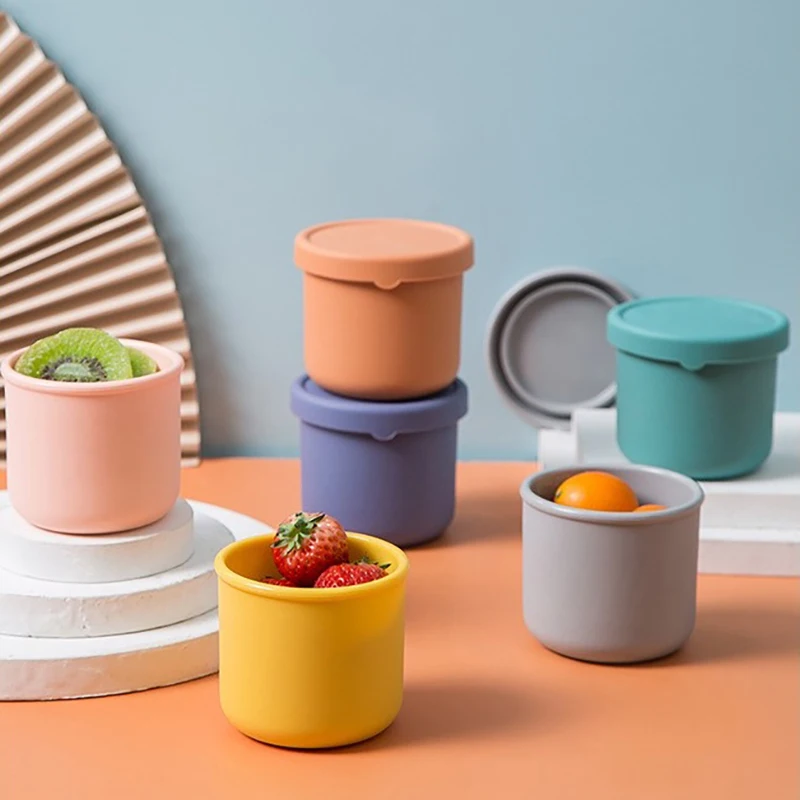 For Kids Salad Dressing Container Non-stick Silicone Lunch Box With Lid Reusable Bento Box Mold 250ML Lunch Box