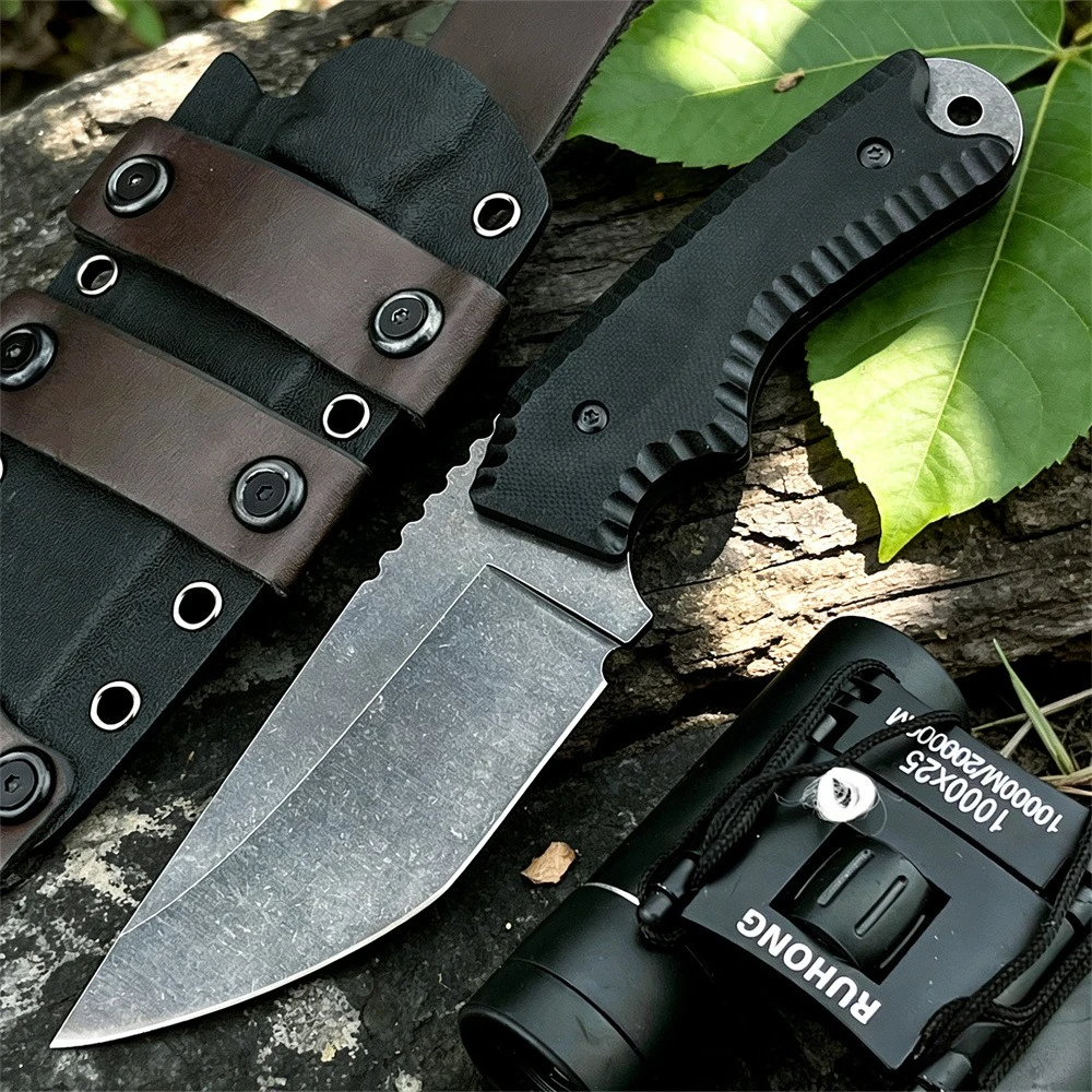 

Outdoor Fixed Blade Knife with G10 Handle 7Cr13Mov Blade Survival Tool for Camping Hiking Hunting, Durable EDC Gear with Sheath