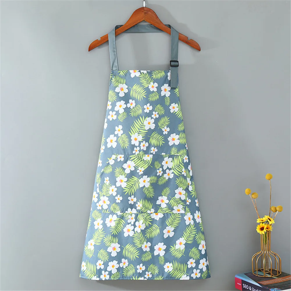 Flower Kitchen Household Oil-Proof Cooking Apron Men Women Waterproof Adult Waist Fashion Coffee Overalls Apron Kitchen Tools