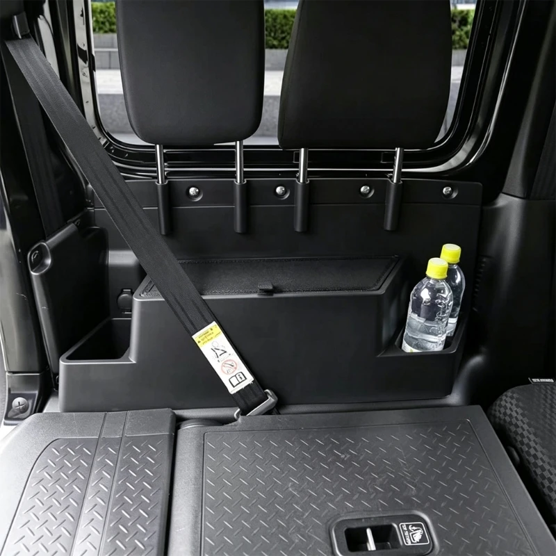 Rear Side Storage Box Set with Black ABS Construction, Open Compartments, Matching Installation Hardware, and H9EE