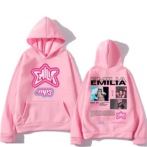 Emilia Mernes MP3 sudaderas con capucha moda Vintage sudadera de gran tamaño hombres mujeres ropa de moda jersey de lana moda ropa informal suelta
