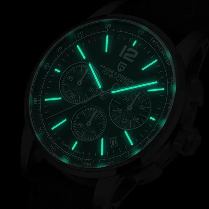 PAGANI DESIGN VK63 Men Quartz Watch, 100M Water Resistant Sapphire Crystal Stainless Steel Luxury Casual Wristwatch Reloj Hombre