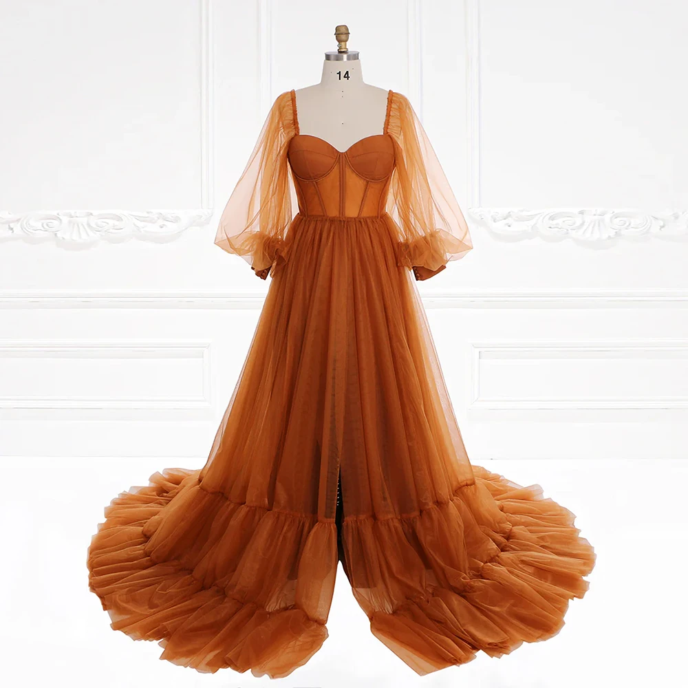 

Пышные свадебные платья макси с длинными рукавами и вечерние элегантные платья для фотосессии, свадебное платье для гостей для фотосессии YW231118