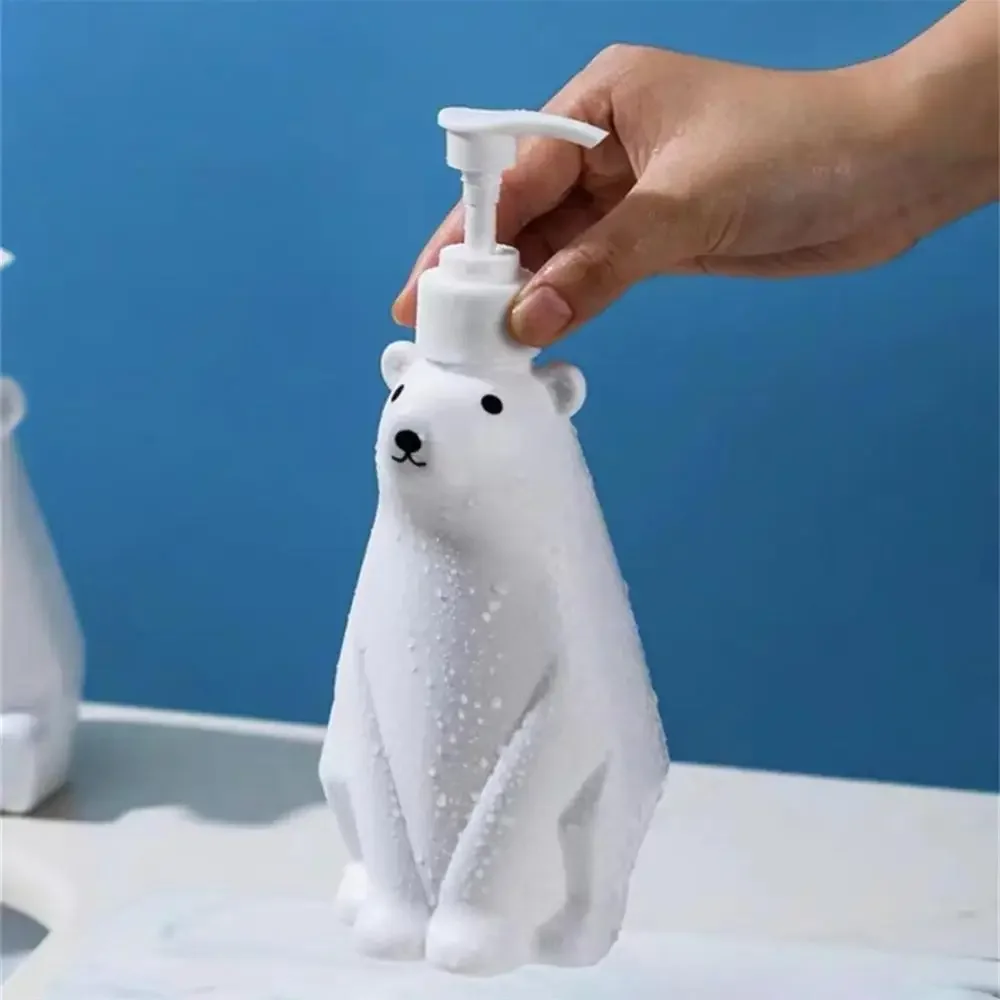 450ML Bathroom Lotion Dispensers Cute White Polar Bear Soap Dispenser Pump Bottle Refillable Shampoo/Hand Sanitizer Dispenser