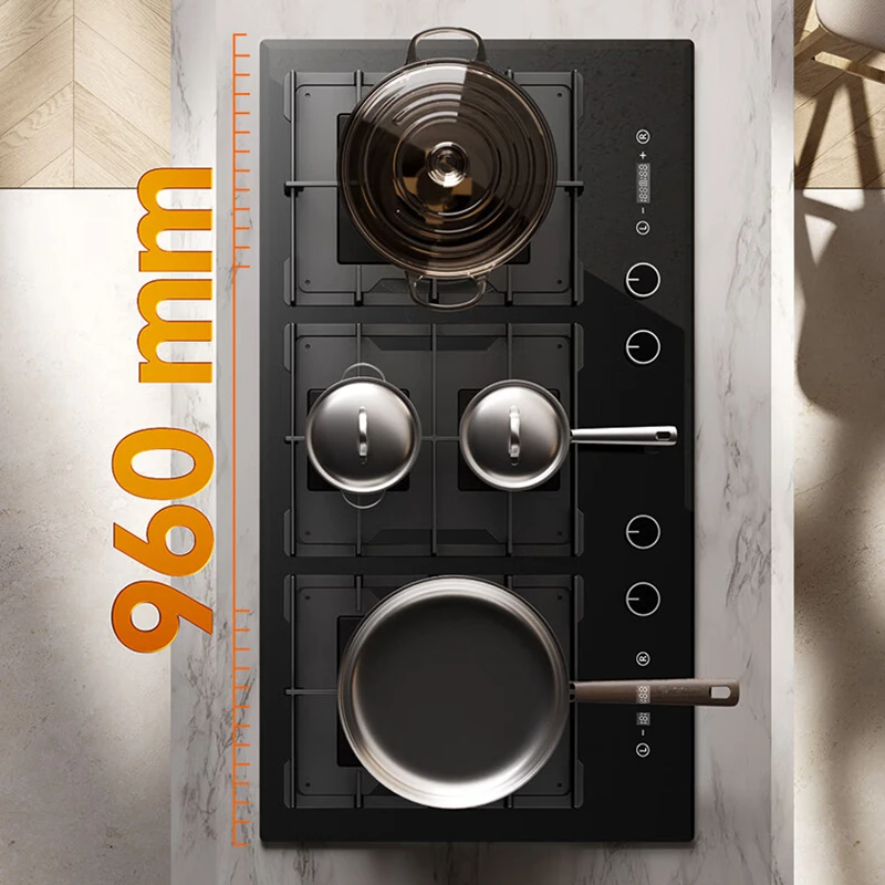 الراقية 900 مللي متر المدمج في موقد غاز البترول المسال/الغاز الطبيعي المسال الوقود قفل أمان الطفل حماية Flameout الزجاج المقسى المنزل المطبخ التجاري