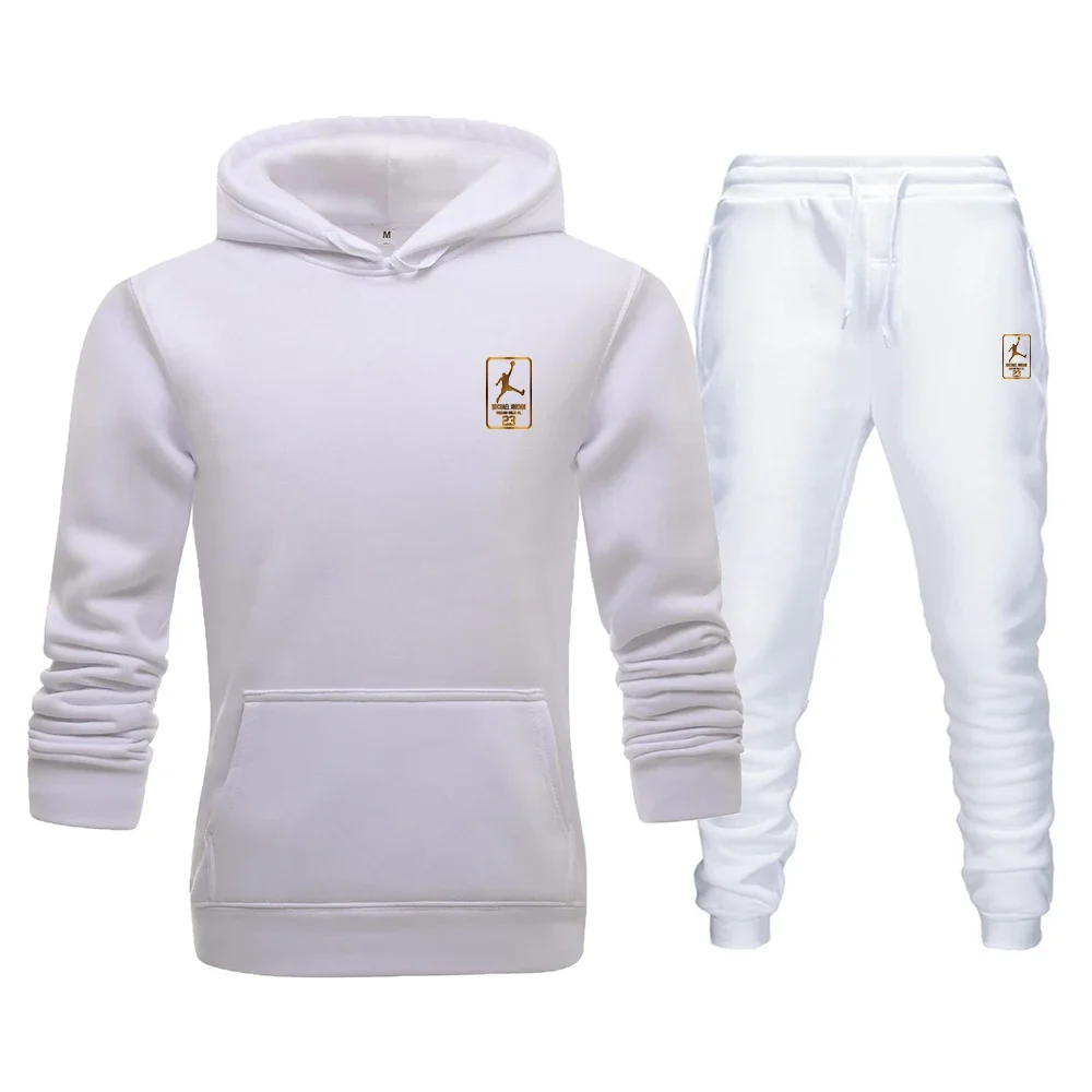 2024 New Men's Autumn Winter Sets Hoodie+Pants Pieces Casual Tracksuit Male Sportswear Brand Brushed Warmth Clothing Sweat Suit