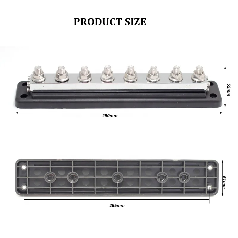 8 GANG High Quality Heavy Duty Busbar 600A Copper Pcb Busbar Neutral Busbar Terminal Block for RV Boat Yacht