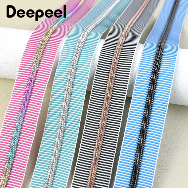 

2/3/5M Deepeel 5# Nylon Zipper for Sewing Coil Zip Tape By Meter Bags Garment Jacket Decorative Zippers Repair Kit Accessories