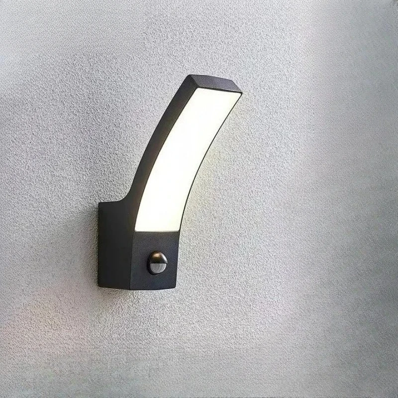 PIR Motion Sensor Wall Light, IP65 Waterproof LED Outdoor Sconce with Aluminum Frame, Security Lamp for Garden Villa Patio