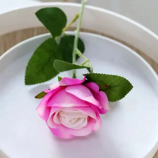 3/5 Stück lebensechte künstliche blaue Rosenblüten, Seidenblumenzweig für Zuhause, Hochzeit, Brautstrauß, Valentinstag, Party-Dekoration – Detail 9