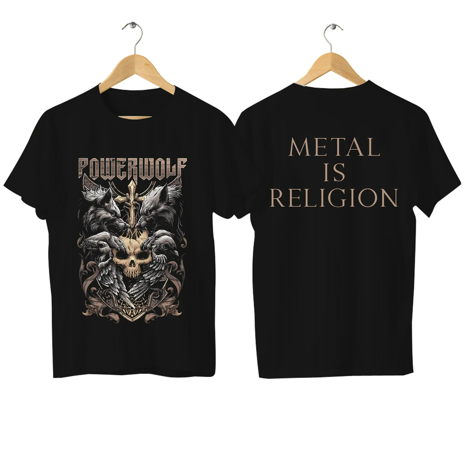 Men's Cotton T-Shirt Powerwolf Printed T-Shirt Casual 