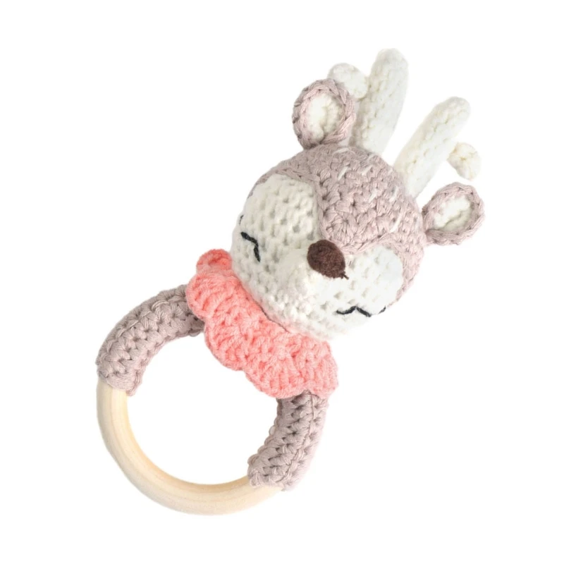 B2EB Baby Teether Rattle Handbell Crochet Rabbit Rattle Toy Mobile Gym Play Baby Music Rattle Infant Teething Gift