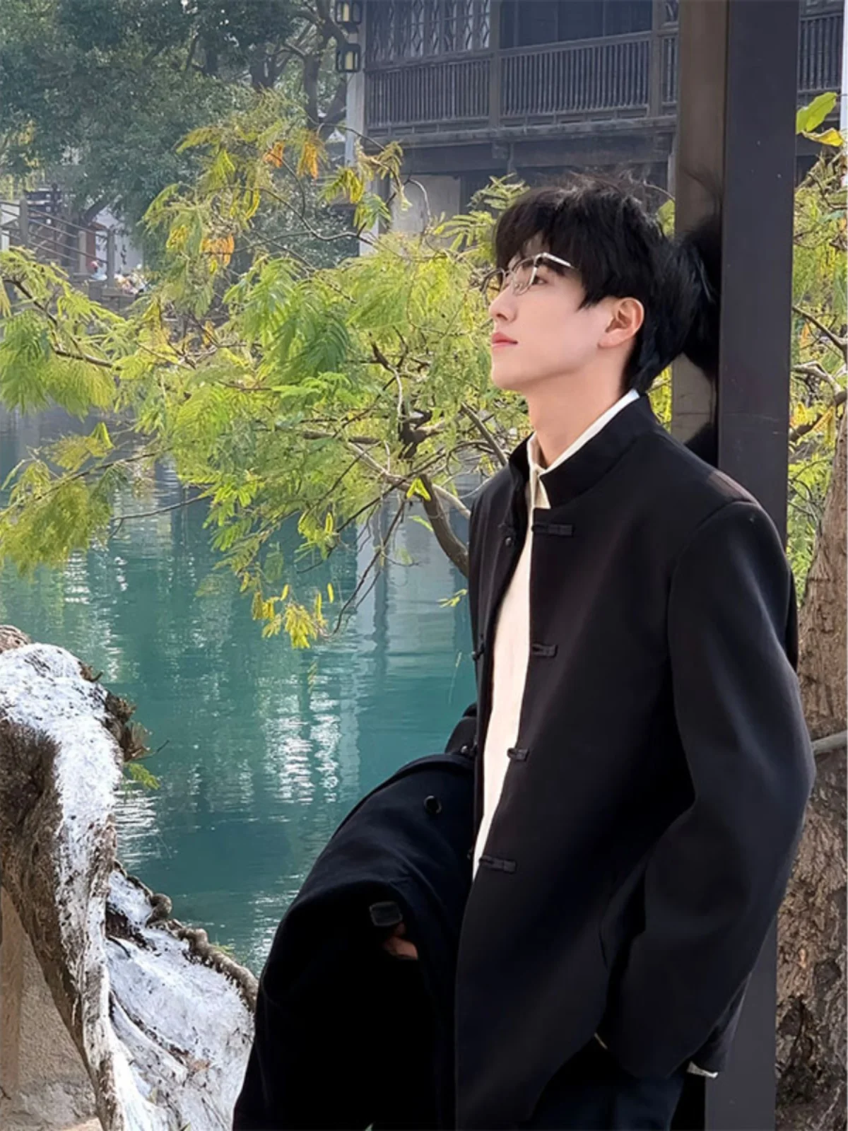 

New Chinese Sle Button up Casual Suit Jaet Men's Cleanfit Stand Collar Faionable Jaet for Teenagers All Seasons Wear
