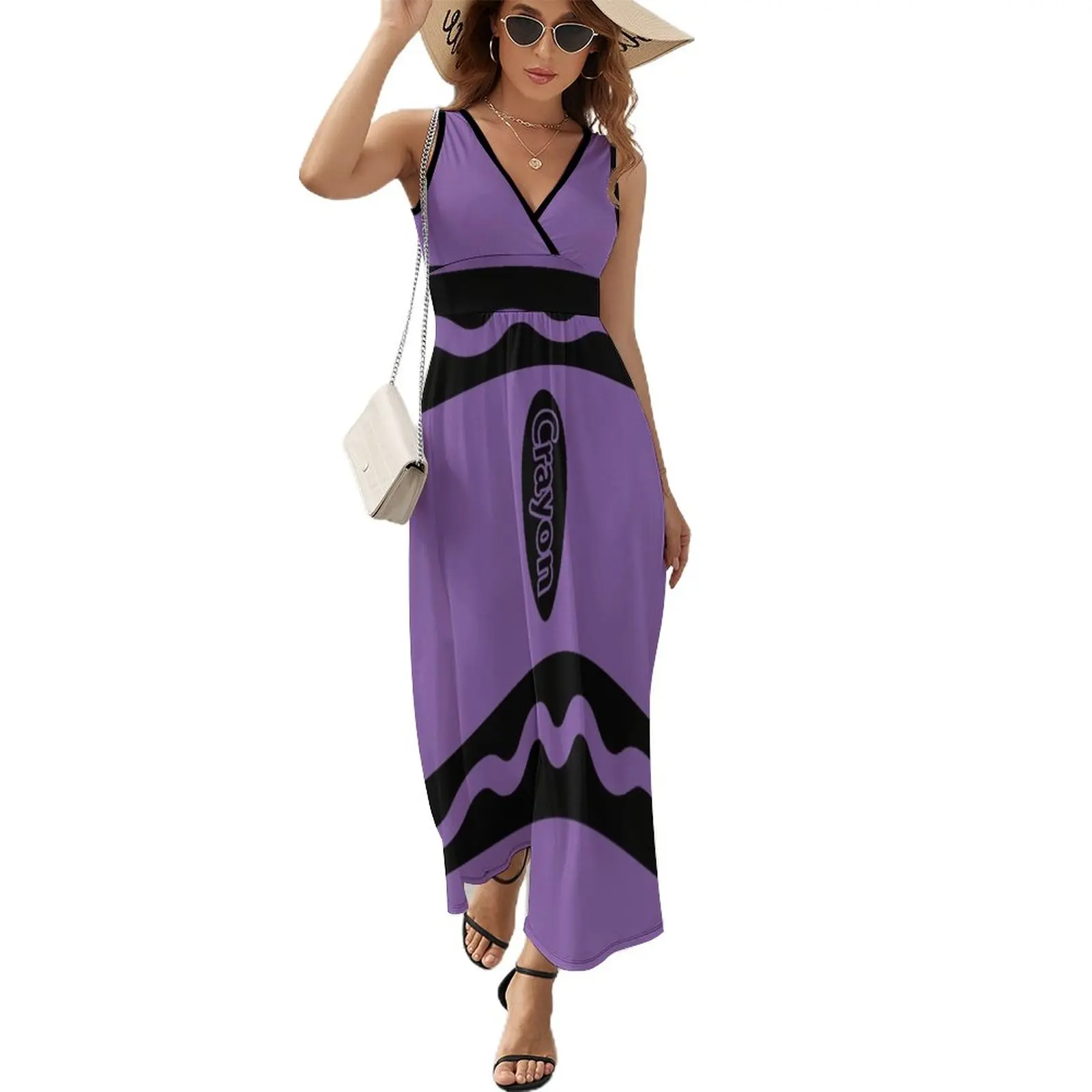 

Violet Purple Crayon Box Halloween Party Group Costume Sleeveless Dress evening dresses women Summer skirt